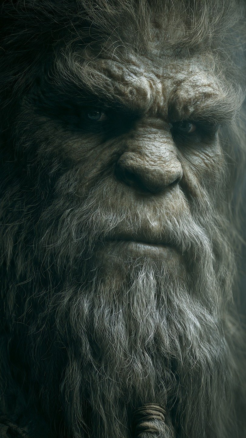 Bigfoot with a human face